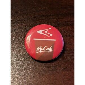 2015 McDonald’s‎ McCafe Hot Coffee Cartoon Design Fast Food Employee Button Pin